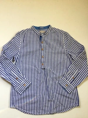 Zara Boys Preppy Stripe Shirt Collarless Sz 9/10 - Image 1 of 4