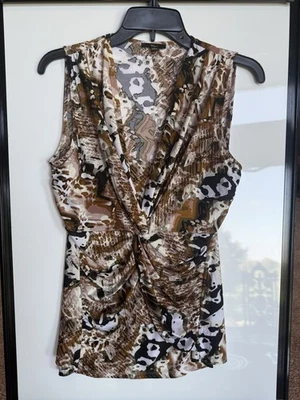 Camiseta sin mangas con estampado animal Milano. Frente acanalado. Cuello en V profundo. Talla pequeña. Foto 1 de 4