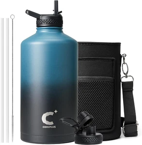 Bottiglia Acqua Gallone Isolata con Cannuccia, Caraffa Acqua 128 Oz Acciaio Inox Doppia - Foto 1 di 8