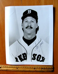 Fotografía real autografiada por Greg Harris en blanco y negro firmada a mano Medias Rojas de Boston MLB - Imagen 1 de 2