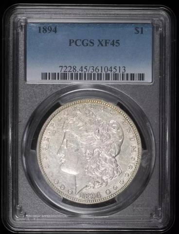 1894 P Morgan Silver Dollar PCGS XF-45 Cover