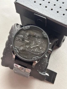 New Diesel DZ7396 Mr.Daddy 2.0 Black Dial Stainless Steel Silicone Men's Watch - Picture 1 of 6