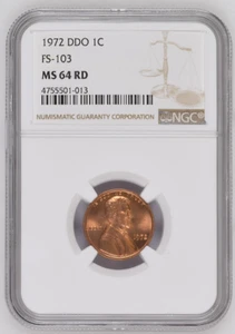NGC MS 64 RD F-S 103 1972 DDO NGC 1C LINCOLN MEMORIAL - Picture 1 of 4