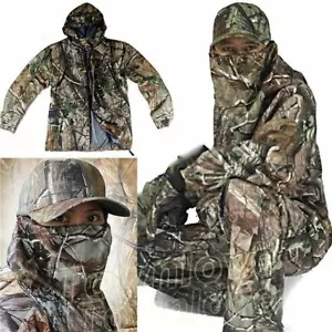 Mens New Bionic Camouflage Hunting Clothes Leaf Waterproof Jacket + Pants Suits - Picture 1 of 12