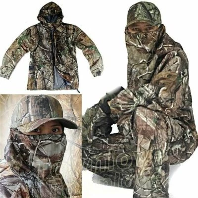 Mens New Bionic Camouflage Hunting Clothes Leaf Waterproof Jacket + Pants Suits - Image 1 of 4
