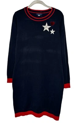 Tommy Hilfiger Women's Sweater Navy Sequin Dress Striped Knit Long Sleeve M - Image 1 of 4