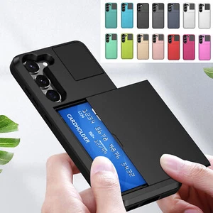 For Samsung Galaxy S23/S22/S20/S10/S9 Sliding Card Pocket Shockproof Phone Case - Picture 1 of 26