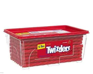 TWIZZLERS Twists Strawberry Flavored Licorice Style, Low Fat Candy Tub, 5 lb - Picture 1 of 5
