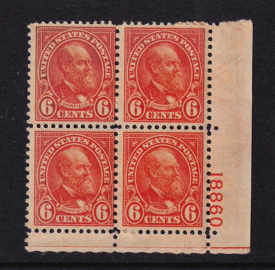1927 Garfield 6c Sc 638 MNH full original gum, plate block of 4 (RB - Image 1 of 1