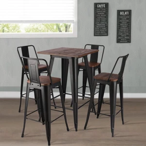 Industrial Bar Stools Table Set Vintage Tall Chair Metal Breakfast Dining Set UK - Picture 1 of 22