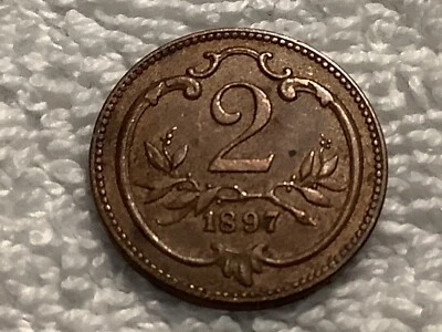 1897 Austria 2 Heller coin, as shown  - Image 1 of 4