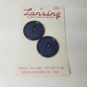 Vintage Lansing Two Hole Flat Button New Old Stock Blue 1 1/8" Cat Eye Cut - Picture 1 of 5