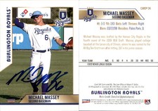 Michael Massey Signed 2019 Choice Burlington Royals #34 RC Card Auto AU