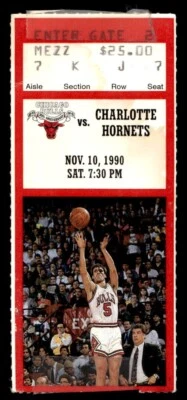 Chicago Bulls Ticket Stub 11/10/1990 vs. Hornets - Michael Jordan 23 Points - Image 1 of 2