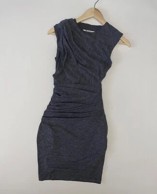 Vestido T by Alexander Wang drapeado ceñido al cuerpo gris tejido elástico talla XS Foto 1 de 4