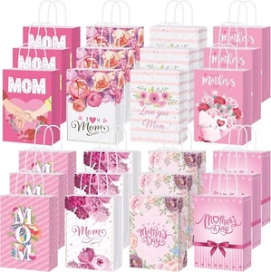 48 Pieces Happy Mother's Day Gift Bags Treat Bags with Handle Mothers Day Party - Picture 1 of 3