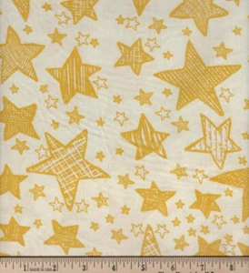 Merry Christmas Basics Christmas Stars Gold Cotton Fabric By the Yard Bfab - Picture 1 of 1
