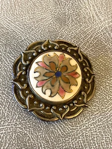 Vintage Middle Eastern Enamel Filigree Ornate Brooch D 2'' - Picture 1 of 6