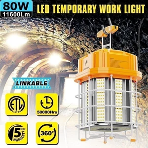 LED Temporary Work Light 80W Linkable Construction High Bay Hanging Lamp 5000K - Picture 1 of 12