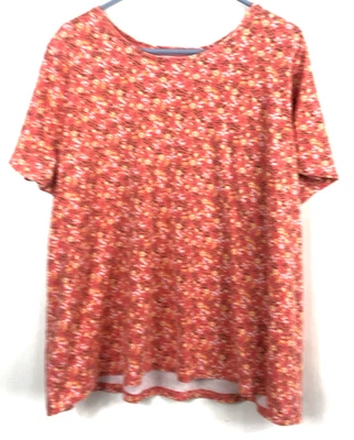 Laura Scott Cuello Redondo Coral Multicolor Patrón Floral Manga Corta Informal Talla 3X Foto 1 de 4