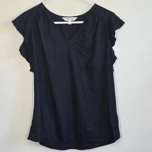Preview Target Size 10 Black Linen Blend Blouse Top - Picture 1 of 9