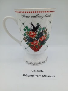 American Atelier 12 Days of Christmas Footed Mug 4 Calling Birds 4th - Picture 1 of 6