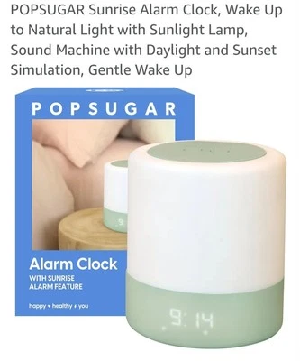 POPSUGAR Alarm Clock w/ Sunrise Alarm Feature 6 Volume Levels Snooze Modes - New - Image 1 of 3