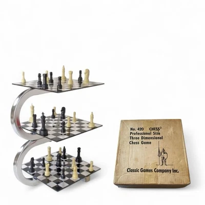 VTG 1970 3-D Chess Classic Games Co. Chrome #420 Rare - Image 1 of 4