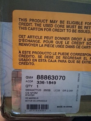 Motor De Arranque ACDelco Remanufacturado 336-1849 Para 58-90 Chevrolet P30 C10 Foto 1 de 3