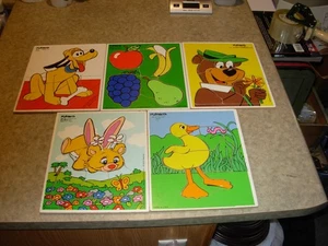 Vintage Holzpuzzle Lot Playskool 80er Jahre - 5 Stück - Bild 1 von 2