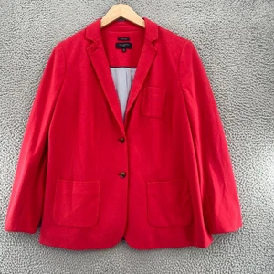 Talbots Blazer Womens 14W Plus Aberdeen Red Knit Stretch Button Pockets Office - Picture 1 of 11