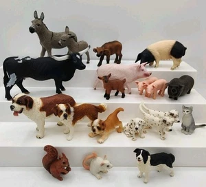 20 SCHLEICH TIERE Bauernhof Schwein Büffel Kalb Esel Longhorn Dalmatiner Bernhardiner - Bild 1 von 11