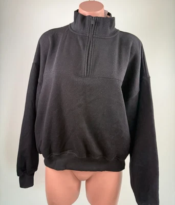 Victoria's Secret PINK Long Sleeve 1/4 Zip Fleece Sweatshirt  Black  Size M  NWT - Image 1 of 4