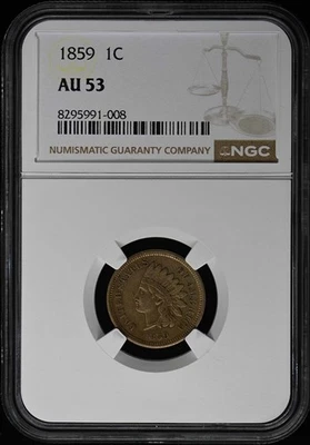 1859 Copper-Nickel Indian Cent 1C NGC AU53 - Image 1 of 4