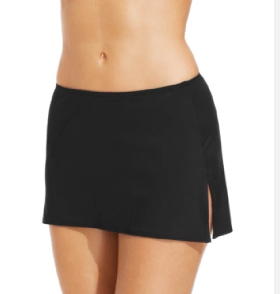 Coco Reef Slit Skirted Bikini Brief Bottom Swim Skirt L Black U95745