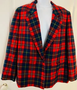 Vintage Pendleton Damen 100% Schurwolle Einknopf Blazer Größe L Made in USA - Bild 1 von 7