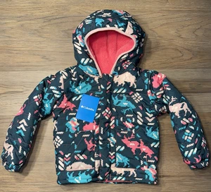 New Girls Columbia multi-colored reversible Little Mountains Hooded Jacket Sz 4T - Picture 1 of 2