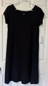 Eileen Fisher Organic Cotton Ballet Neck Knit Dress Black Size Medium NWT Read - Picture 1 of 11