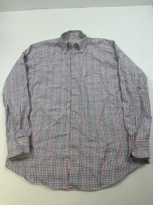 Peter Millar Men’s Large Button Down Long Sleeve Shirt Plaid Blue White Pink - Image 1 of 4