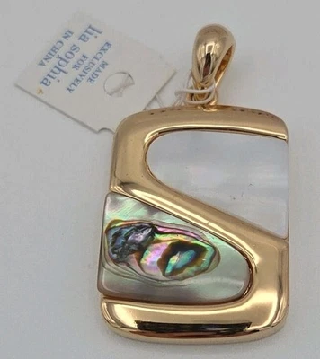 Lia Sophia Mother of Pearl & Abalone gold-toned pendant. Beautiful. SIGNED!! NWT - Image 1 of 4
