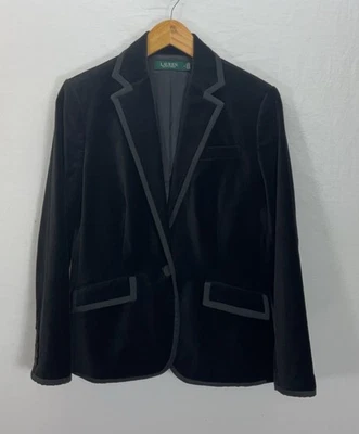 Blazer de terciopelo negro Ralph Lauren de colección para mujer talla 6 clásico dinero antiguo vacaciones Foto 1 de 4