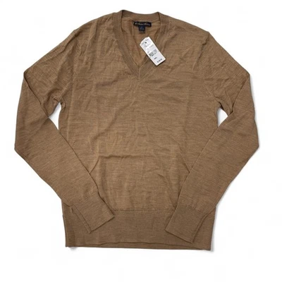 Brooks Brothers Merino Wool Sweater Womens V-Neck Small NWT Tan Classic Pullover - Image 1 of 4