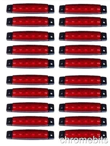 20 piezas Luces indicadoras traseras laterales LED ROJAS 24V 6 piezas Lámpara Camión Remolque Autobús - Imagen 1 de 1