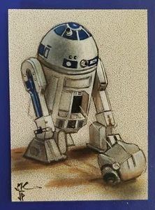 sketch card art R2-D2 saving C-3PO star wars POTRATZ + HAI not topps DROIDS aceo - Bild 1 von 7