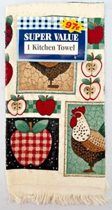 Franco American Country Sampler Multicolor 100% Cotton Fringed Kitchen Towel - Picture 1 of 8
