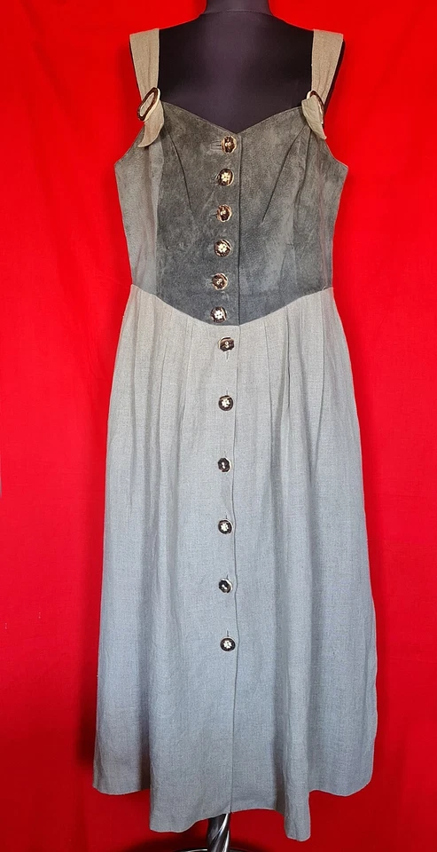 DRESS VINTAGE AUTHENTIC ALPHORN OKTOBERFEST DIRNDL LEATHER LINEN WOMENS US18EU46 - Image 1 of 4