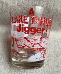 Vaso de bebida vintage Lake Tahoe Alcohol Jigger diseño rojo blanco - Imagen 1 de 5