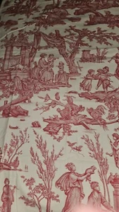 Casal Rare Offrande A L'amour Red French Country Toile Fabric 44" X 60" Wide - Picture 1 of 13