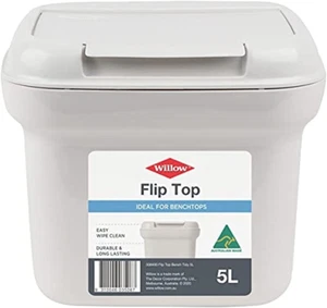 Flip Top Tidy Waste Bin, 5 Litre Capacity, White/Charcoal - Picture 1 of 3