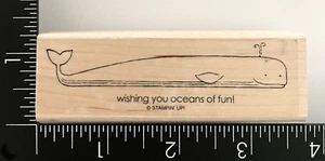 Estampación Deseándote Océanos de Diversión Ballena Montada en Madera Sello de Goma - Imagen 1 de 2